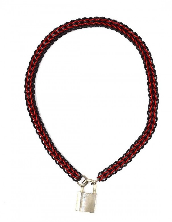 Chainmail Collar Full - Black Red