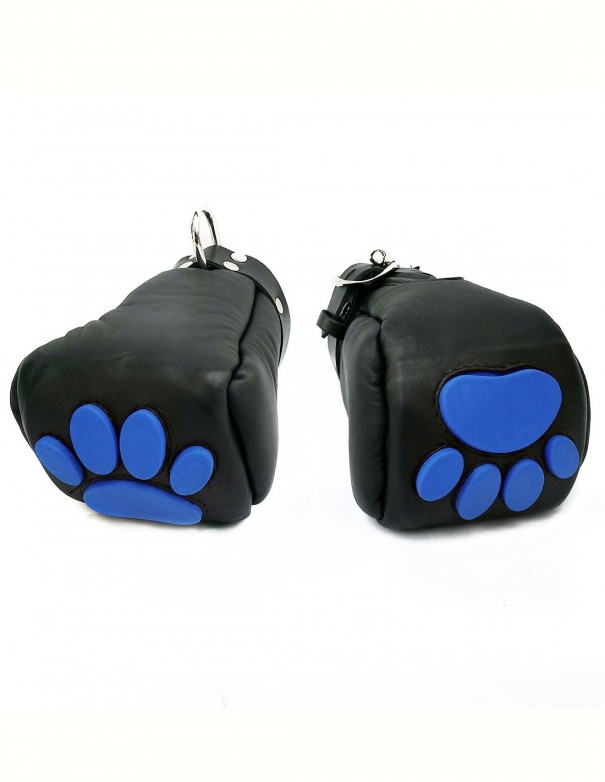 Mister B Leather Puppy Paws - Black Blue Mister B Leather Puppy Paws - Black Blue