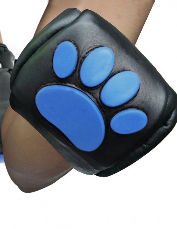 Mister B Leather Puppy Paws - Black Blue Mister B Leather Puppy Paws - Black Blue