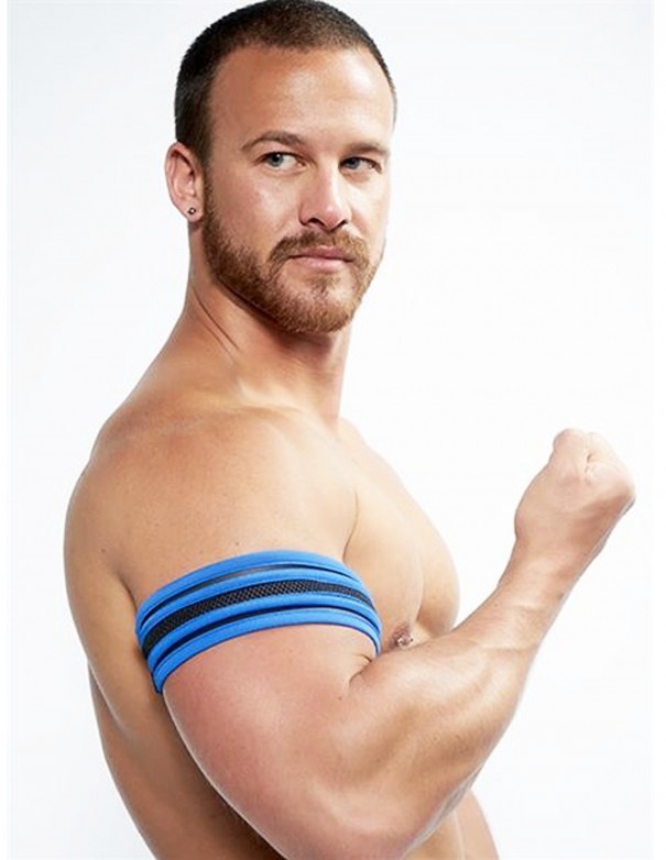Mister B Neoprene Biceps Band Black Blue Mister B Neoprene Biceps Band Black Blue