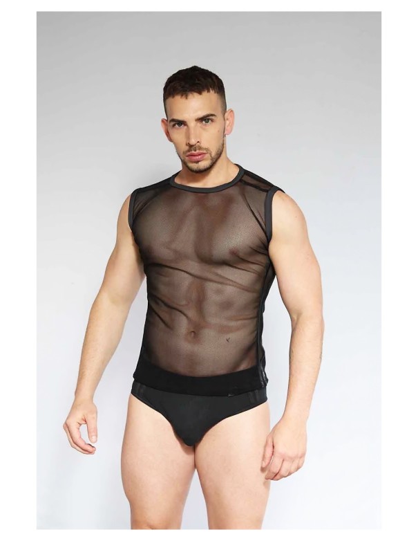 Cotton clothing Dale Mas Singlet Mesh Party Dude - Black Black