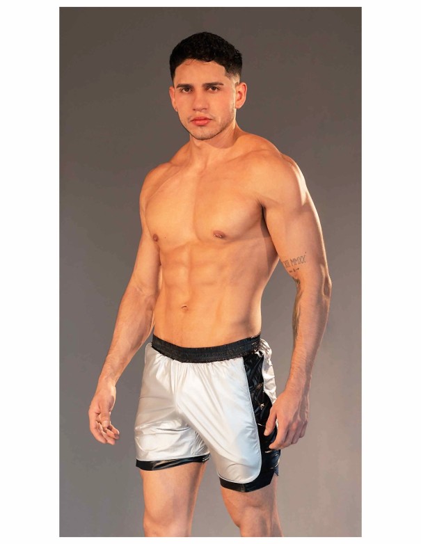 DocLeather.com|Dale Mas Rebel Shiny Long Short - Silver Black